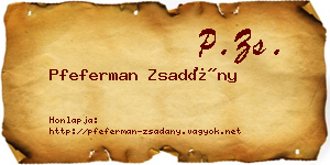 Pfeferman Zsadány névjegykártya